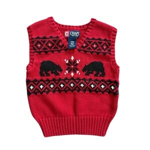 Chaps Red Knit Vest with Black Pattern 24M